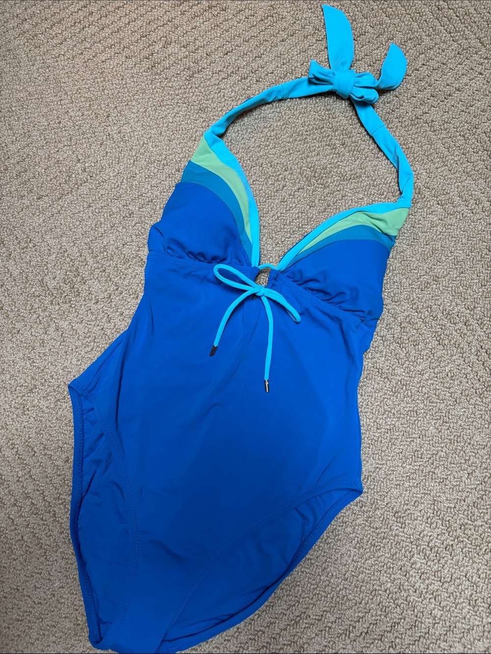 Robin Piccone Blue Halter One-Piece swimsuit